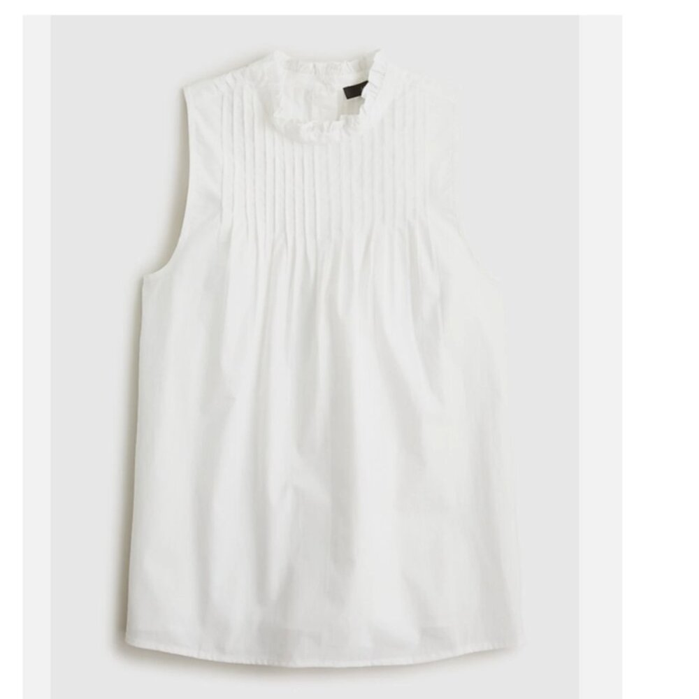 💫J.Crew Pintuck‎ Cotton Poplin Top — White | NEW💫